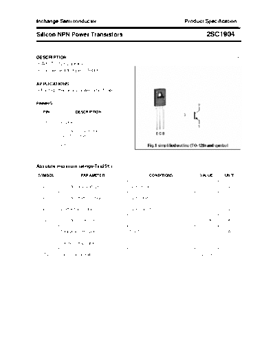 Inchange Semiconductor 2sc1904  . Electronic Components Datasheets Active components Transistors Inchange Semiconductor 2sc1904.pdf