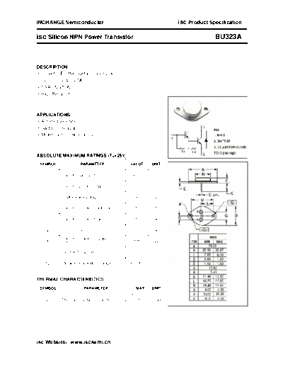 Inchange Semiconductor bu323a  . Electronic Components Datasheets Active components Transistors Inchange Semiconductor bu323a.pdf