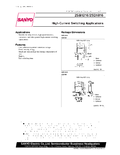 Sanyo 2sd1816  . Electronic Components Datasheets Active components Transistors Sanyo 2sd1816.pdf