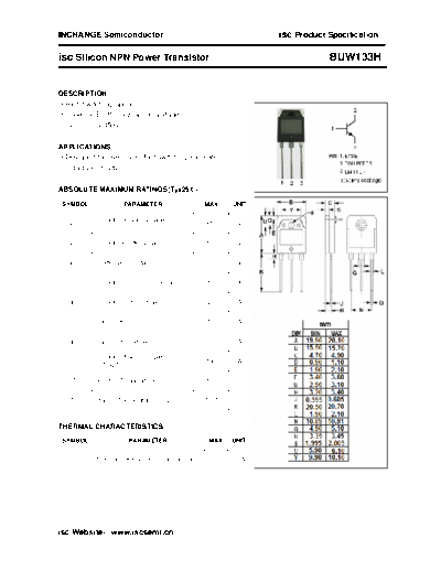 Inchange Semiconductor buw133h  . Electronic Components Datasheets Active components Transistors Inchange Semiconductor buw133h.pdf