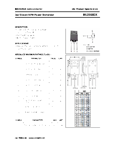 Inchange Semiconductor bu2508dx  . Electronic Components Datasheets Active components Transistors Inchange Semiconductor bu2508dx.pdf