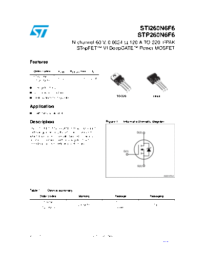 . Electronic Components Datasheets sti260n6f6 stp260n6f6  . Electronic Components Datasheets Active components Transistors ST sti260n6f6_stp260n6f6.pdf