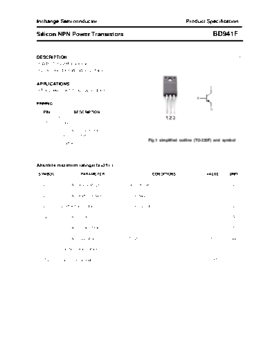 Inchange Semiconductor bd941f  . Electronic Components Datasheets Active components Transistors Inchange Semiconductor bd941f.pdf