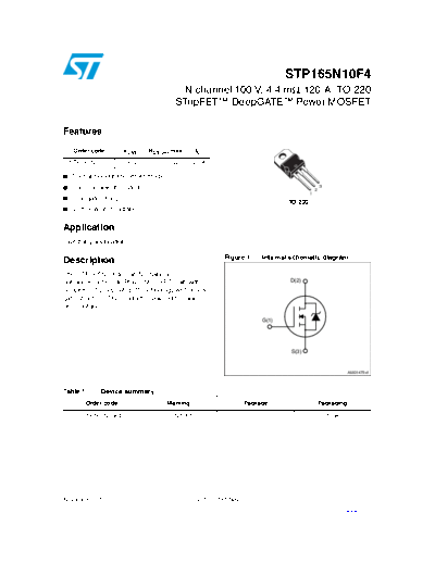 ST stp165n10f4  . Electronic Components Datasheets Active components Transistors ST stp165n10f4.pdf