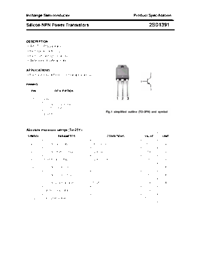 Inchange Semiconductor 2sd1391  . Electronic Components Datasheets Active components Transistors Inchange Semiconductor 2sd1391.pdf