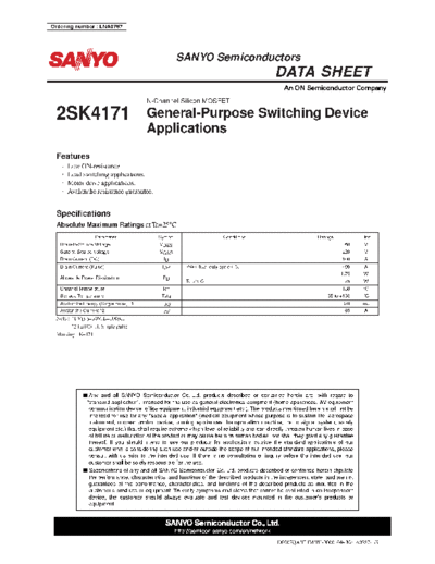 Sanyo 2sk4171  . Electronic Components Datasheets Active components Transistors Sanyo 2sk4171.pdf