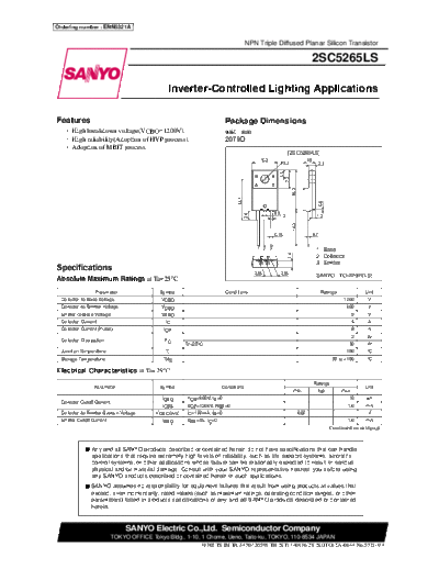 Sanyo 2sc5265ls  . Electronic Components Datasheets Active components Transistors Sanyo 2sc5265ls.pdf