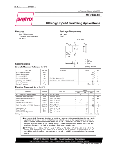 Sanyo mch3410  . Electronic Components Datasheets Active components Transistors Sanyo mch3410.pdf