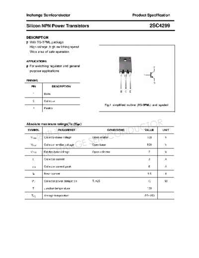 Inchange Semiconductor 2sc4299  . Electronic Components Datasheets Active components Transistors Inchange Semiconductor 2sc4299.pdf