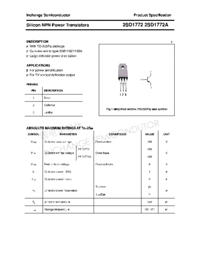 Inchange Semiconductor 2sd1772 2sd1772a  . Electronic Components Datasheets Active components Transistors Inchange Semiconductor 2sd1772_2sd1772a.pdf