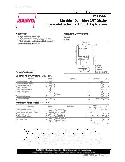 . Electronic Components Datasheets 2sc5443  . Electronic Components Datasheets Active components Transistors Sanyo 2sc5443.pdf