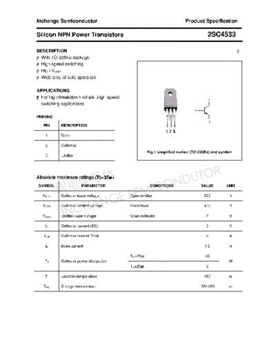 Inchange Semiconductor 2sc4533  . Electronic Components Datasheets Active components Transistors Inchange Semiconductor 2sc4533.pdf