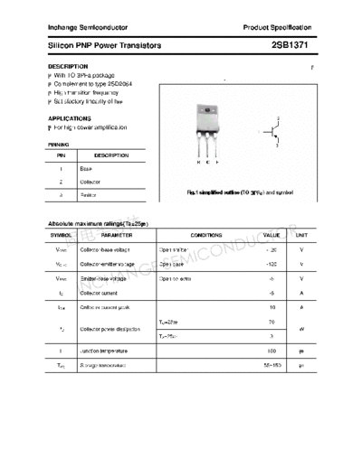 Inchange Semiconductor 2sb1371  . Electronic Components Datasheets Active components Transistors Inchange Semiconductor 2sb1371.pdf