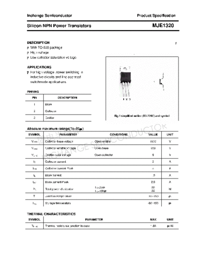 Inchange Semiconductor mje1320  . Electronic Components Datasheets Active components Transistors Inchange Semiconductor mje1320.pdf