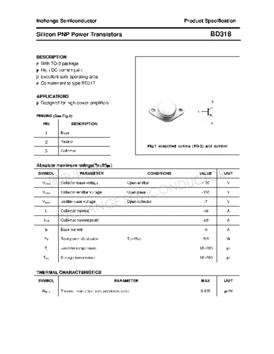 Inchange Semiconductor bd318  . Electronic Components Datasheets Active components Transistors Inchange Semiconductor bd318.pdf