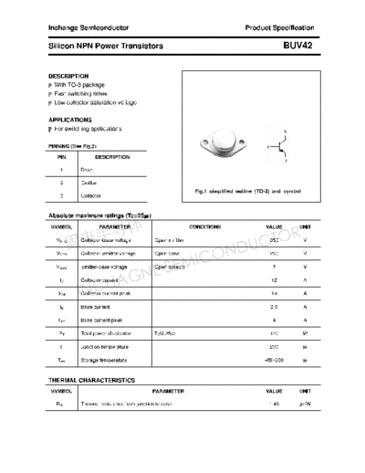 Inchange Semiconductor buv42  . Electronic Components Datasheets Active components Transistors Inchange Semiconductor buv42.pdf