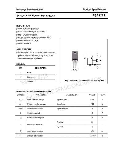 Inchange Semiconductor 2sb1227  . Electronic Components Datasheets Active components Transistors Inchange Semiconductor 2sb1227.pdf