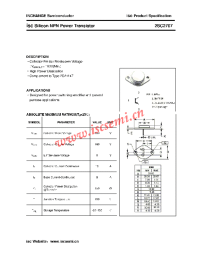 Inchange Semiconductor 2sc2707  . Electronic Components Datasheets Active components Transistors Inchange Semiconductor 2sc2707.pdf