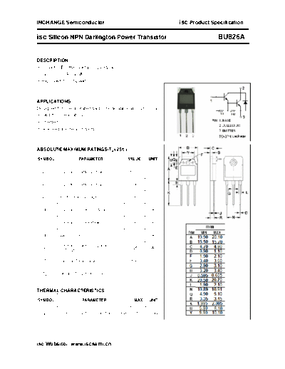 Inchange Semiconductor bu826a  . Electronic Components Datasheets Active components Transistors Inchange Semiconductor bu826a.pdf
