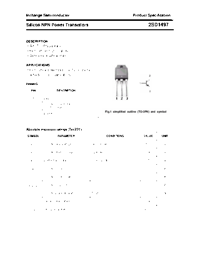 Inchange Semiconductor 2sd1497  . Electronic Components Datasheets Active components Transistors Inchange Semiconductor 2sd1497.pdf