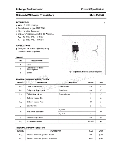 Inchange Semiconductor mje15028  . Electronic Components Datasheets Active components Transistors Inchange Semiconductor mje15028.pdf