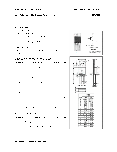 Inchange Semiconductor tip29b  . Electronic Components Datasheets Active components Transistors Inchange Semiconductor tip29b.pdf