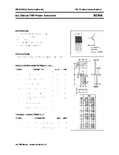 Inchange Semiconductor bd956  . Electronic Components Datasheets Active components Transistors Inchange Semiconductor bd956.pdf