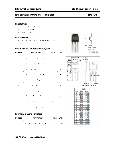 Inchange Semiconductor bu705  . Electronic Components Datasheets Active components Transistors Inchange Semiconductor bu705.pdf