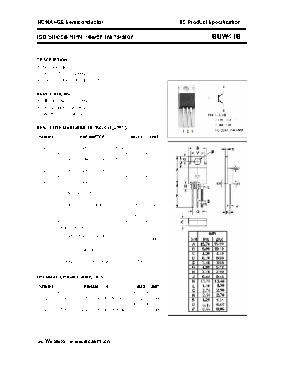 Inchange Semiconductor buw41b  . Electronic Components Datasheets Active components Transistors Inchange Semiconductor buw41b.pdf