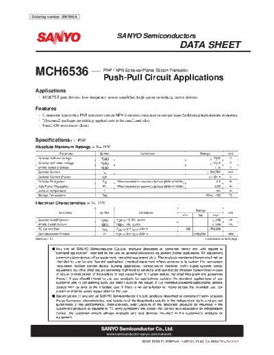 Sanyo mch6536  . Electronic Components Datasheets Active components Transistors Sanyo mch6536.pdf