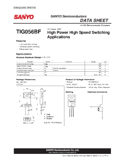 Sanyo tig056bf  . Electronic Components Datasheets Active components Transistors Sanyo tig056bf.pdf