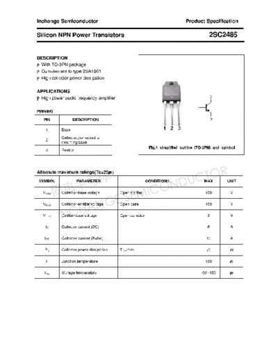 Inchange Semiconductor 2sc2485  . Electronic Components Datasheets Active components Transistors Inchange Semiconductor 2sc2485.pdf