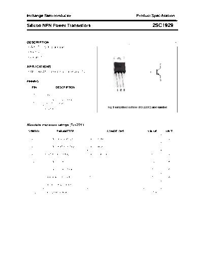 Inchange Semiconductor 2sc1929  . Electronic Components Datasheets Active components Transistors Inchange Semiconductor 2sc1929.pdf