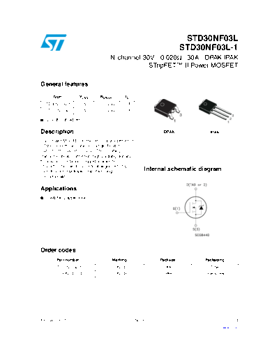 ST std30nf03l std30nf03l-1  . Electronic Components Datasheets Active components Transistors ST std30nf03l_std30nf03l-1.pdf