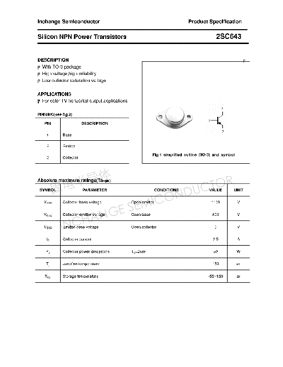 Inchange Semiconductor 2sc643  . Electronic Components Datasheets Active components Transistors Inchange Semiconductor 2sc643.pdf