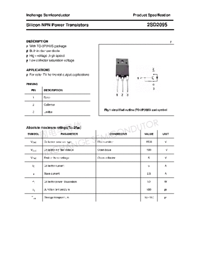 Inchange Semiconductor 2sd2095  . Electronic Components Datasheets Active components Transistors Inchange Semiconductor 2sd2095.pdf