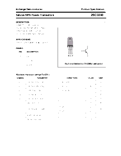 Inchange Semiconductor 2sc3540  . Electronic Components Datasheets Active components Transistors Inchange Semiconductor 2sc3540.pdf