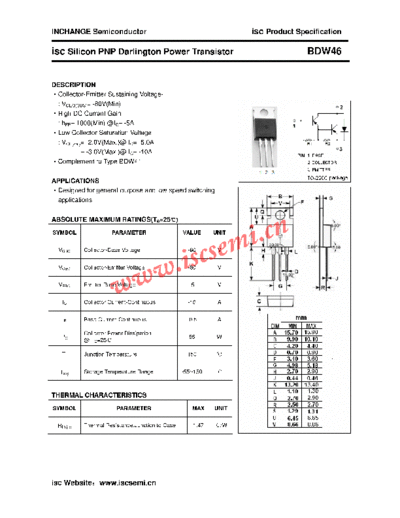Inchange Semiconductor bdw46  . Electronic Components Datasheets Active components Transistors Inchange Semiconductor bdw46.pdf