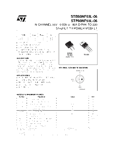 ST b80nf55l-06  p80nf55l-06  . Electronic Components Datasheets Active components Transistors ST stb80nf55l-06_stp80nf55l-06.pdf