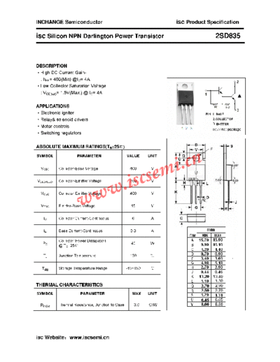 Inchange Semiconductor 2sd835  . Electronic Components Datasheets Active components Transistors Inchange Semiconductor 2sd835.pdf