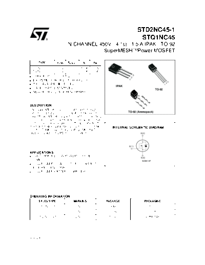 ST std2nc45  . Electronic Components Datasheets Active components Transistors ST std2nc45.pdf