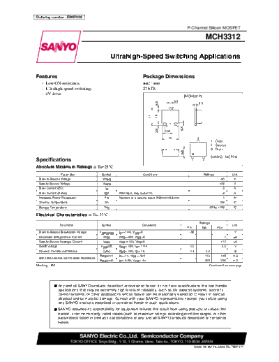 Sanyo mch3312  . Electronic Components Datasheets Active components Transistors Sanyo mch3312.pdf