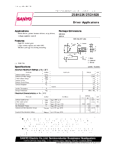 Sanyo 2sd1828  . Electronic Components Datasheets Active components Transistors Sanyo 2sd1828.pdf