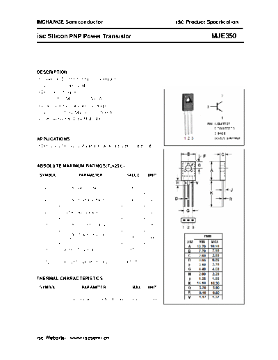 Inchange Semiconductor mje350  . Electronic Components Datasheets Active components Transistors Inchange Semiconductor mje350.pdf