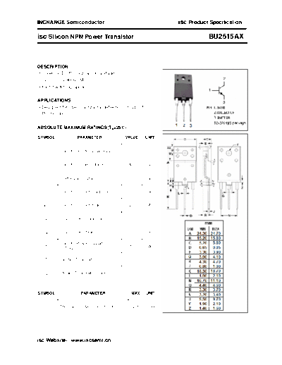 Inchange Semiconductor bu2515ax  . Electronic Components Datasheets Active components Transistors Inchange Semiconductor bu2515ax.pdf