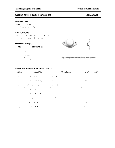 Inchange Semiconductor 2sc3026  . Electronic Components Datasheets Active components Transistors Inchange Semiconductor 2sc3026.pdf