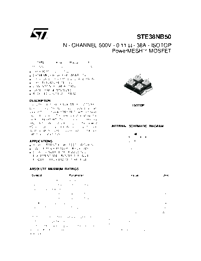 ST e38nb50  . Electronic Components Datasheets Active components Transistors ST ste38nb50.pdf