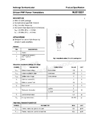 Inchange Semiconductor mje15031  . Electronic Components Datasheets Active components Transistors Inchange Semiconductor mje15031.pdf
