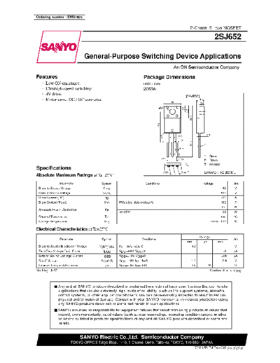Sanyo 2sj652  . Electronic Components Datasheets Active components Transistors Sanyo 2sj652.pdf