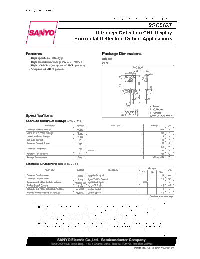Sanyo 2sc5637  . Electronic Components Datasheets Active components Transistors Sanyo 2sc5637.pdf